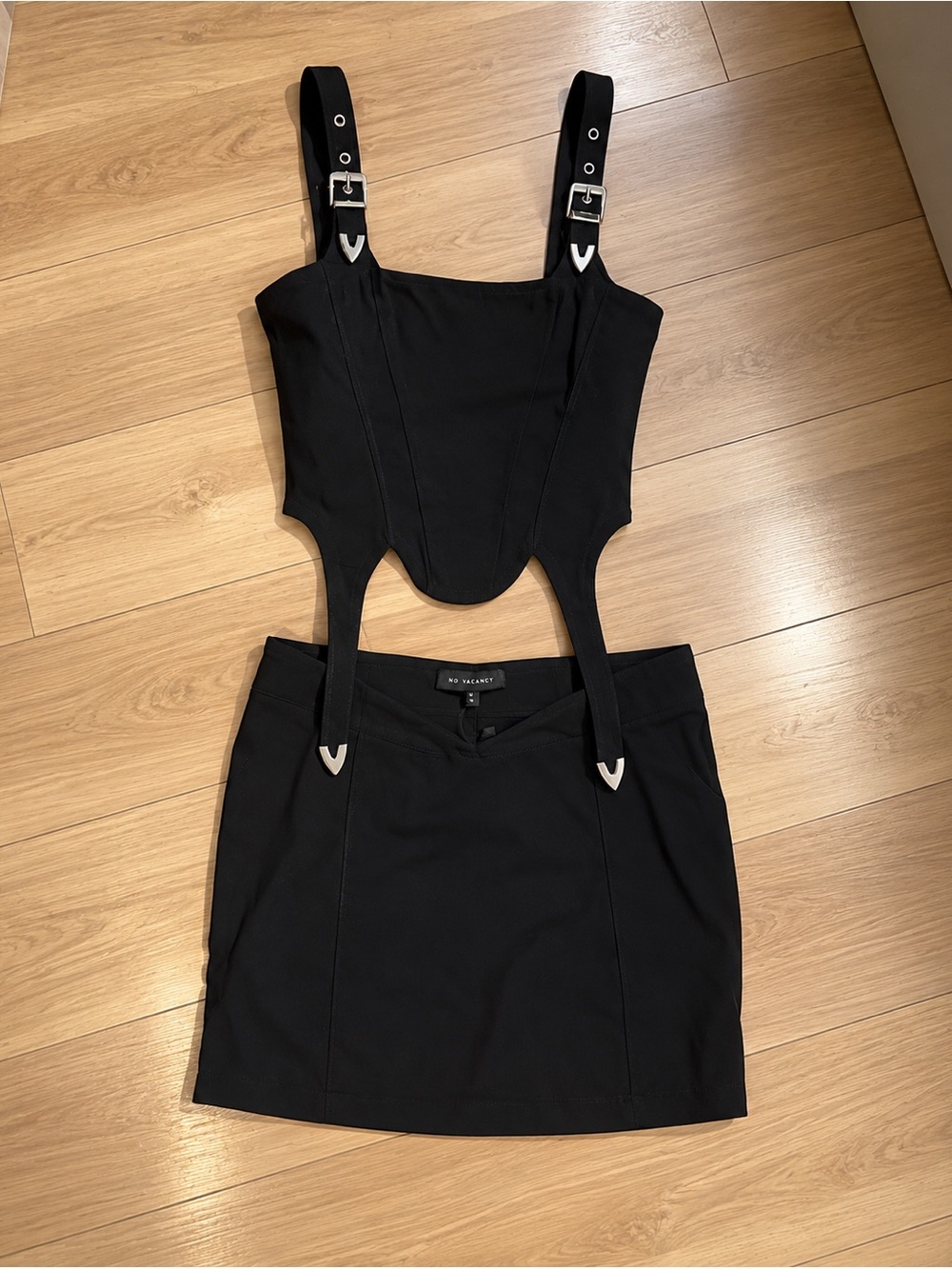 Black Suspender Mini Skirt